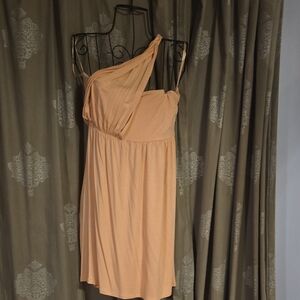 Arden B One-Shoulder Dress in Soft Peach